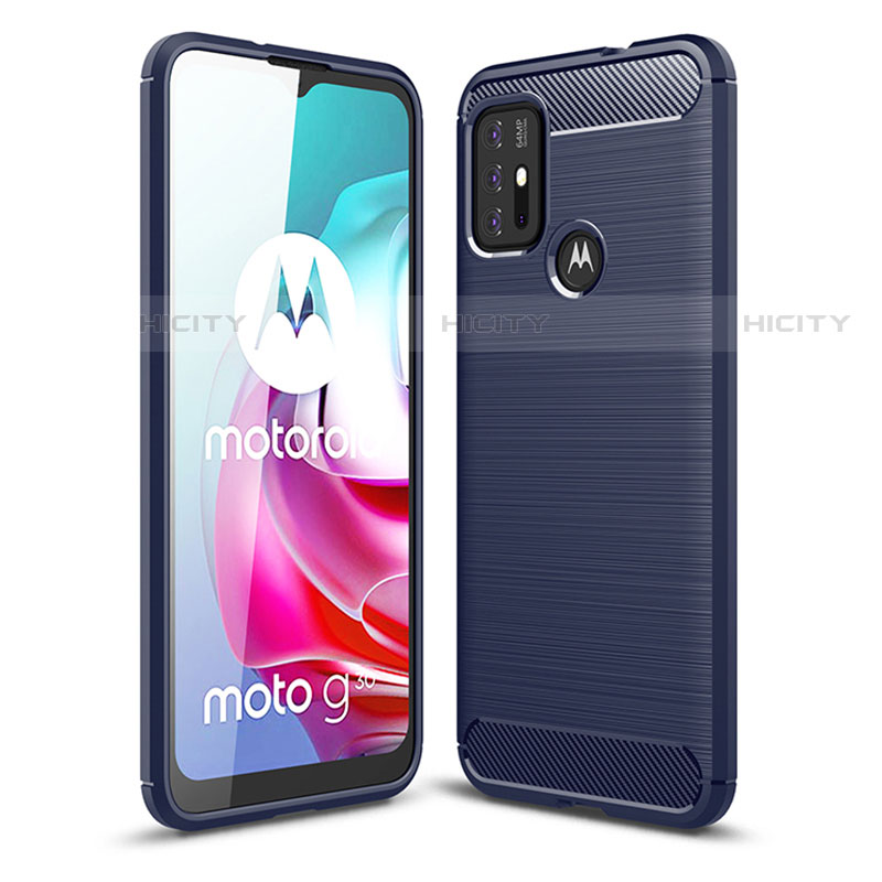 Silikon Hülle Handyhülle Gummi Schutzhülle Flexible Tasche Line für Motorola Moto G10 Blau Plus