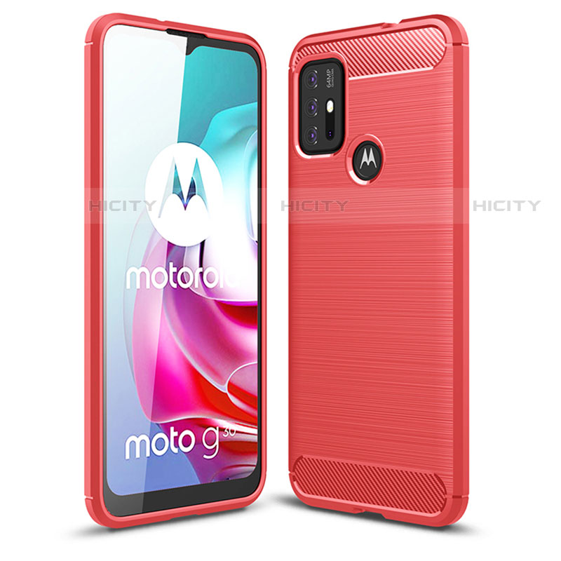 Silikon Hülle Handyhülle Gummi Schutzhülle Flexible Tasche Line für Motorola Moto G10 Power Rot