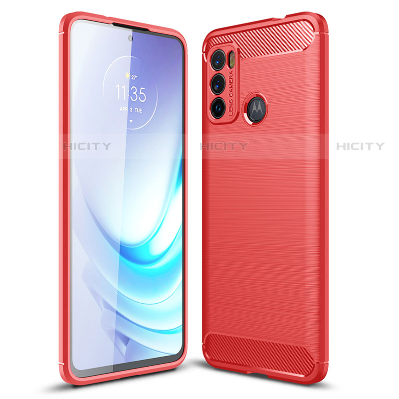 Silikon Hülle Handyhülle Gummi Schutzhülle Flexible Tasche Line für Motorola Moto G60 Rot