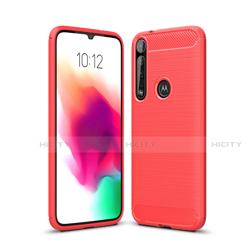 Silikon Hülle Handyhülle Gummi Schutzhülle Flexible Tasche Line für Motorola Moto G8 Plus Rot Plus