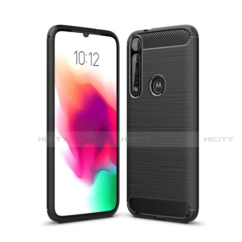 Silikon Hülle Handyhülle Gummi Schutzhülle Flexible Tasche Line für Motorola Moto G8 Plus Schwarz