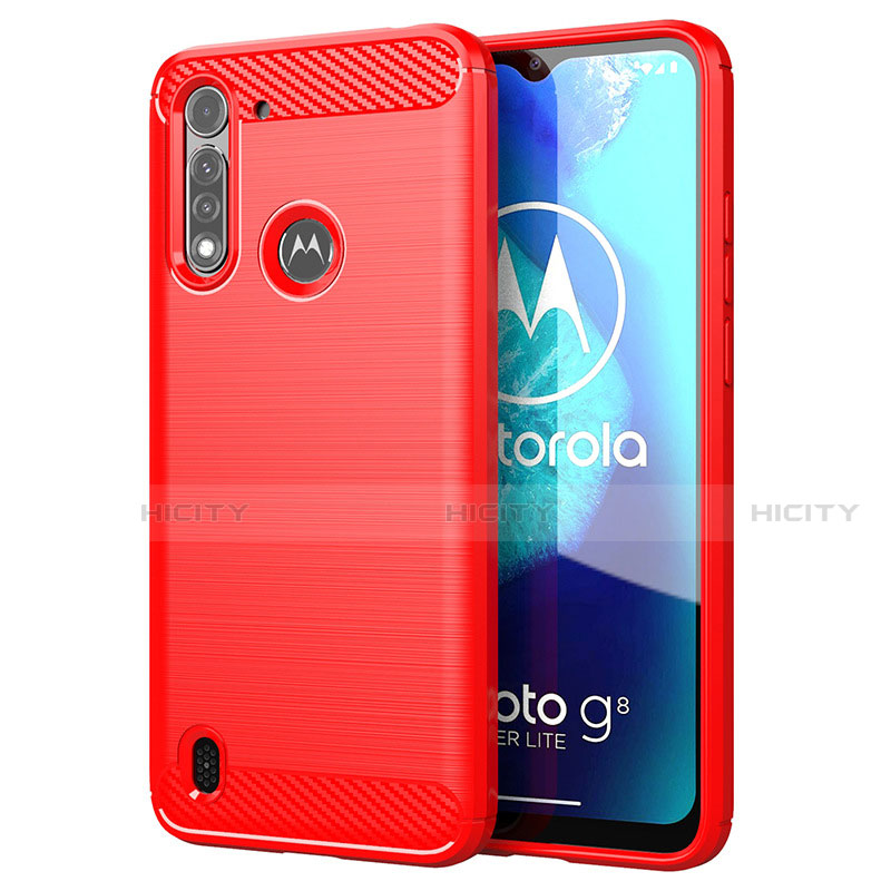 Silikon Hülle Handyhülle Gummi Schutzhülle Flexible Tasche Line für Motorola Moto G8 Power Lite Rot