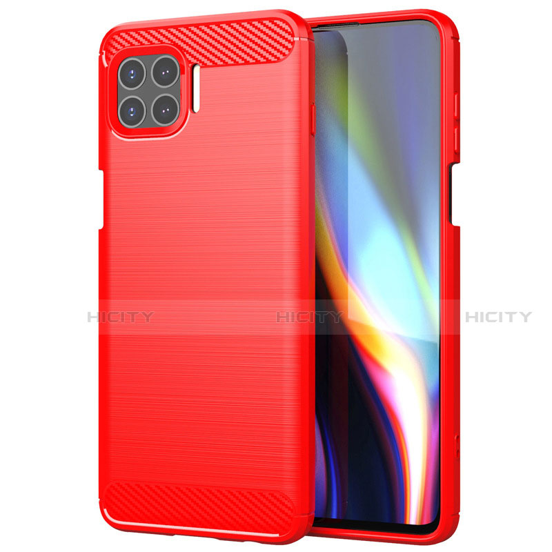 Silikon Hülle Handyhülle Gummi Schutzhülle Flexible Tasche Line für Motorola Moto One 5G Rot