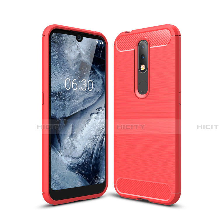 Silikon Hülle Handyhülle Gummi Schutzhülle Flexible Tasche Line für Nokia 4.2 Rot