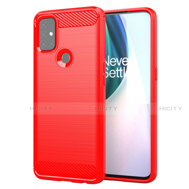 Silikon Hülle Handyhülle Gummi Schutzhülle Flexible Tasche Line für OnePlus Nord N10 5G Rot Plus