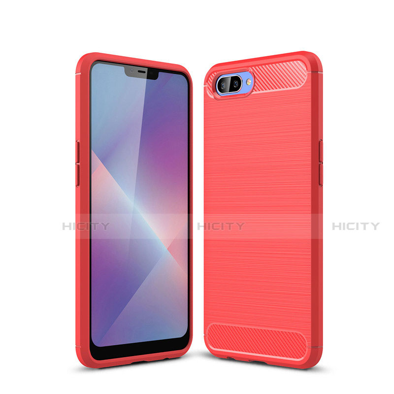 Silikon Hülle Handyhülle Gummi Schutzhülle Flexible Tasche Line für Oppo AX5 Rot Plus