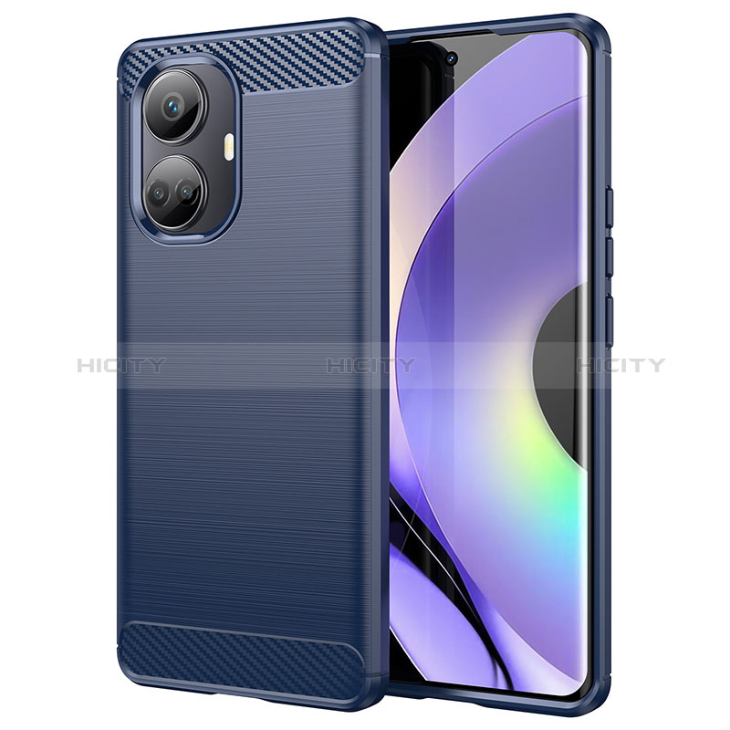 Silikon Hülle Handyhülle Gummi Schutzhülle Flexible Tasche Line für Realme 10 Pro+ Plus 5G Blau