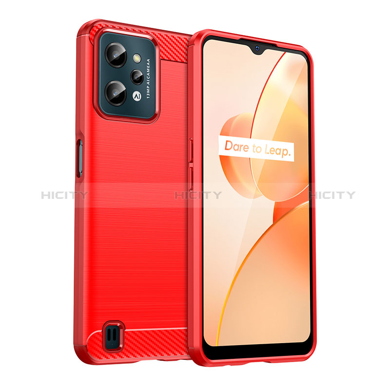 Silikon Hülle Handyhülle Gummi Schutzhülle Flexible Tasche Line für Realme C31 Rot