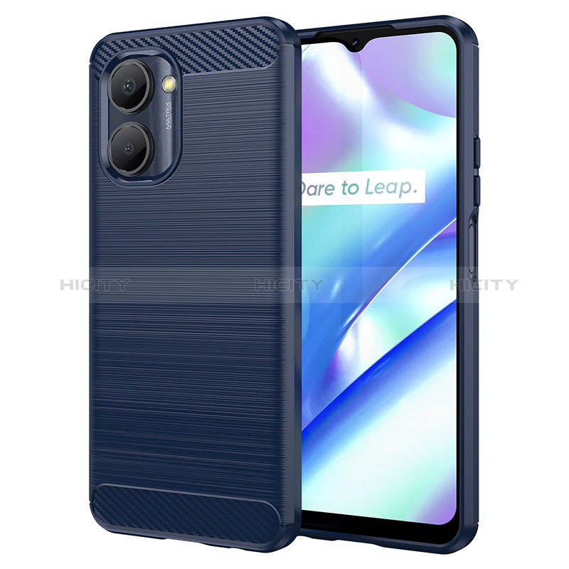 Silikon Hülle Handyhülle Gummi Schutzhülle Flexible Tasche Line für Realme C33 (2023) Blau