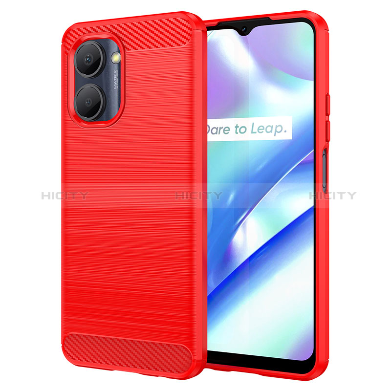 Silikon Hülle Handyhülle Gummi Schutzhülle Flexible Tasche Line für Realme C33 (2023) Rot Plus