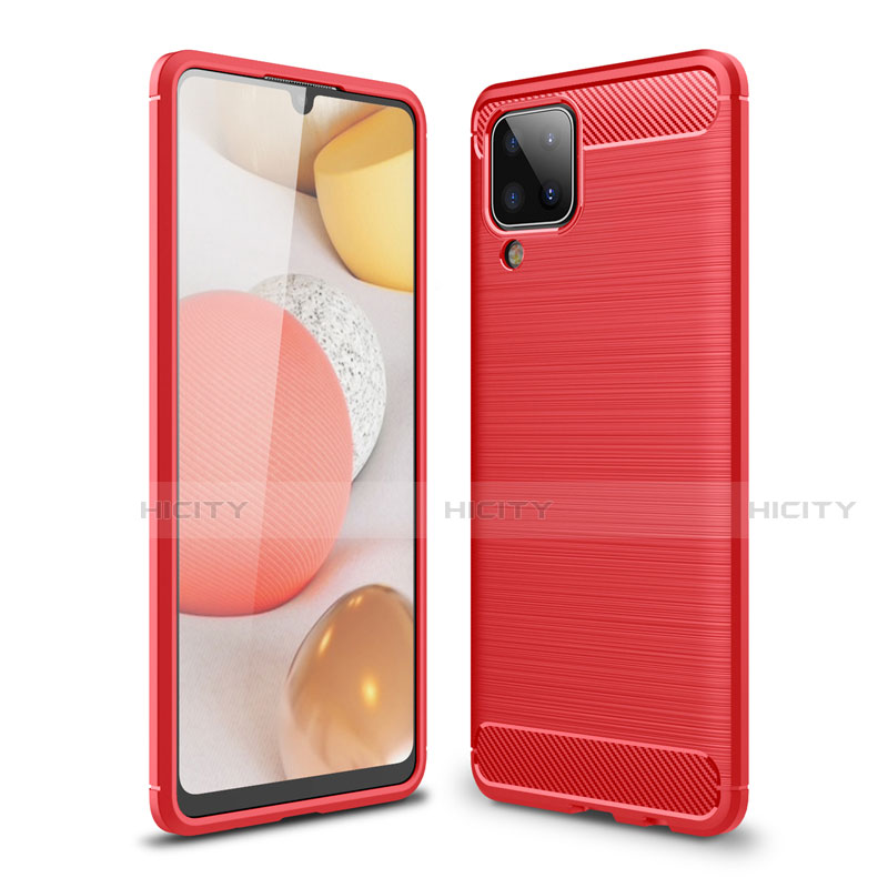 Silikon Hülle Handyhülle Gummi Schutzhülle Flexible Tasche Line für Samsung Galaxy A12 Rot