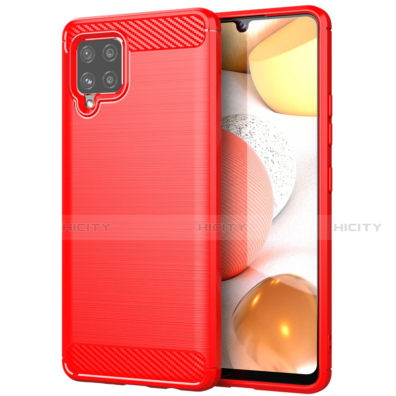 Silikon Hülle Handyhülle Gummi Schutzhülle Flexible Tasche Line für Samsung Galaxy A42 5G Rot