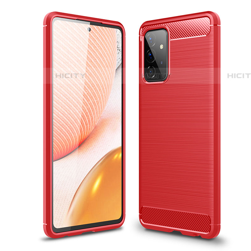 Silikon Hülle Handyhülle Gummi Schutzhülle Flexible Tasche Line für Samsung Galaxy A72 5G Rot