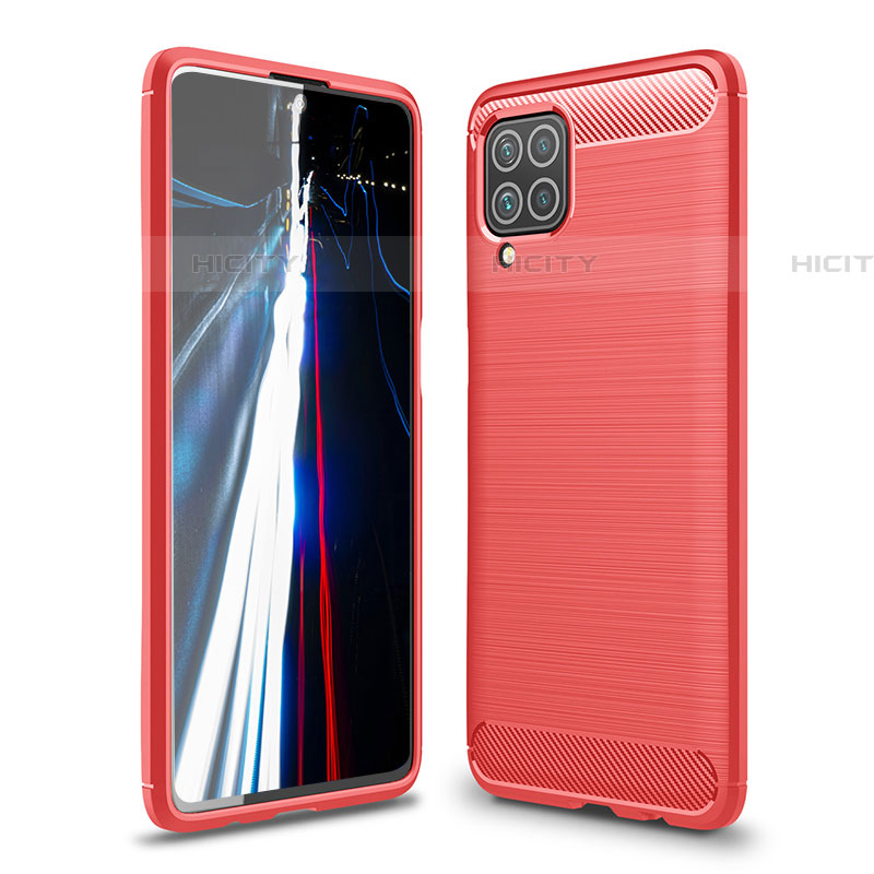 Silikon Hülle Handyhülle Gummi Schutzhülle Flexible Tasche Line für Samsung Galaxy F62 5G Rot Plus