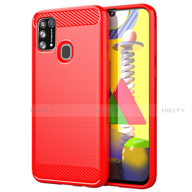 Silikon Hülle Handyhülle Gummi Schutzhülle Flexible Tasche Line für Samsung Galaxy M31 Prime Edition Rot