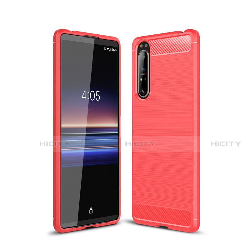 Silikon Hülle Handyhülle Gummi Schutzhülle Flexible Tasche Line für Sony Xperia 1 II Rot