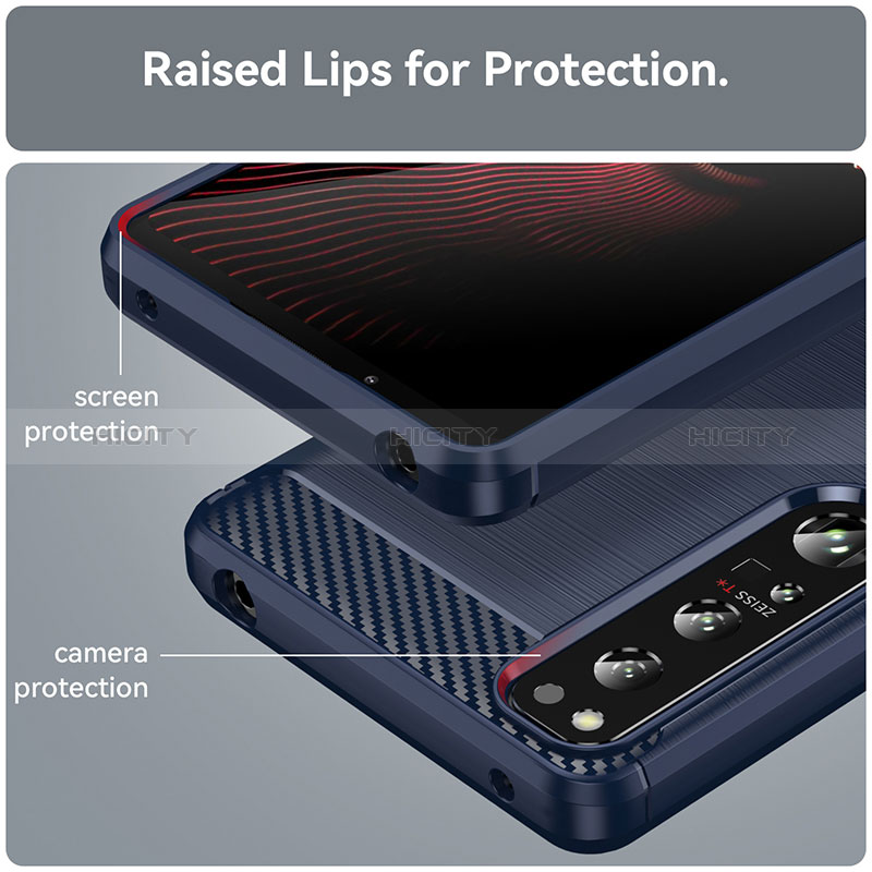 Silikon Hülle Handyhülle Gummi Schutzhülle Flexible Tasche Line für Sony Xperia 1 IV