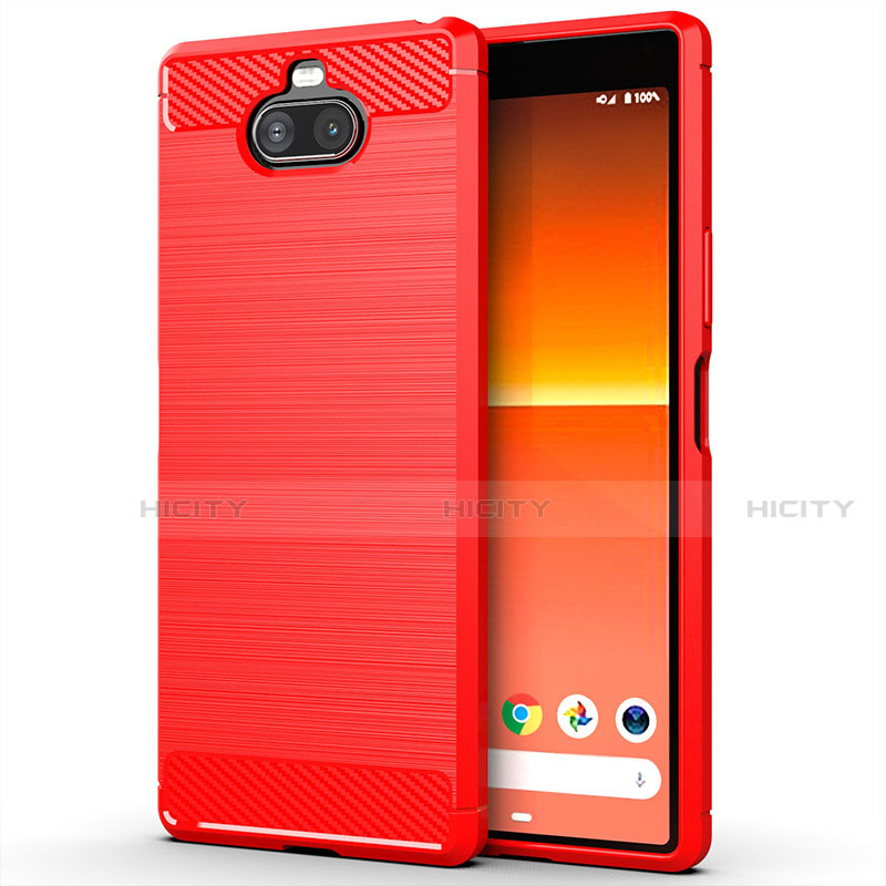 Silikon Hülle Handyhülle Gummi Schutzhülle Flexible Tasche Line für Sony Xperia 8 Rot