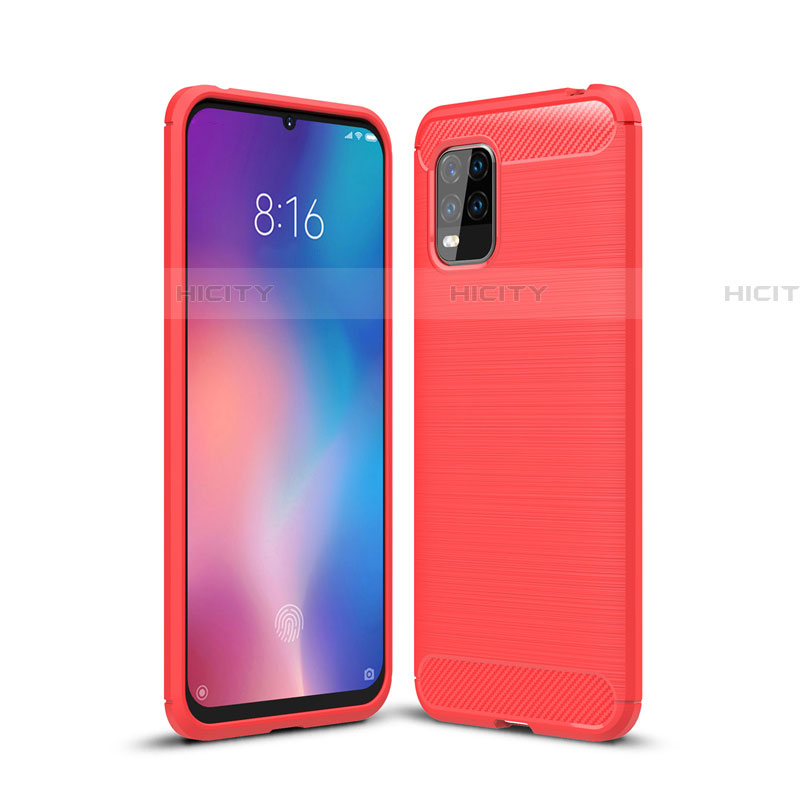 Silikon Hülle Handyhülle Gummi Schutzhülle Flexible Tasche Line für Xiaomi Mi 10 Lite Rot