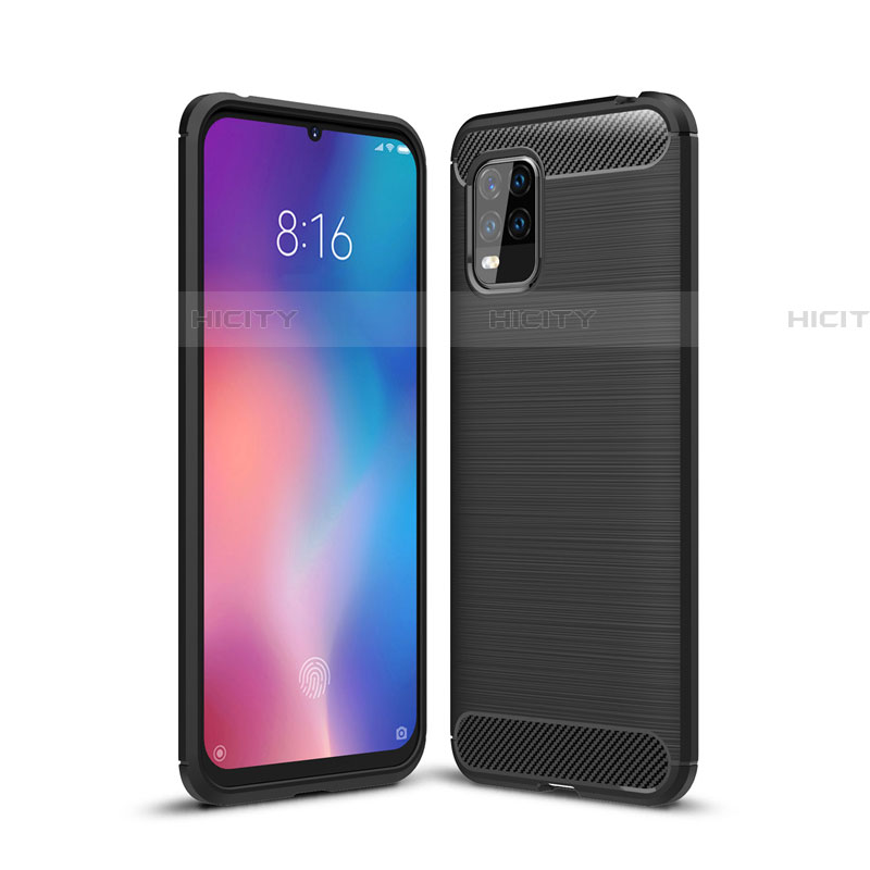 Silikon Hülle Handyhülle Gummi Schutzhülle Flexible Tasche Line für Xiaomi Mi 10 Lite Schwarz