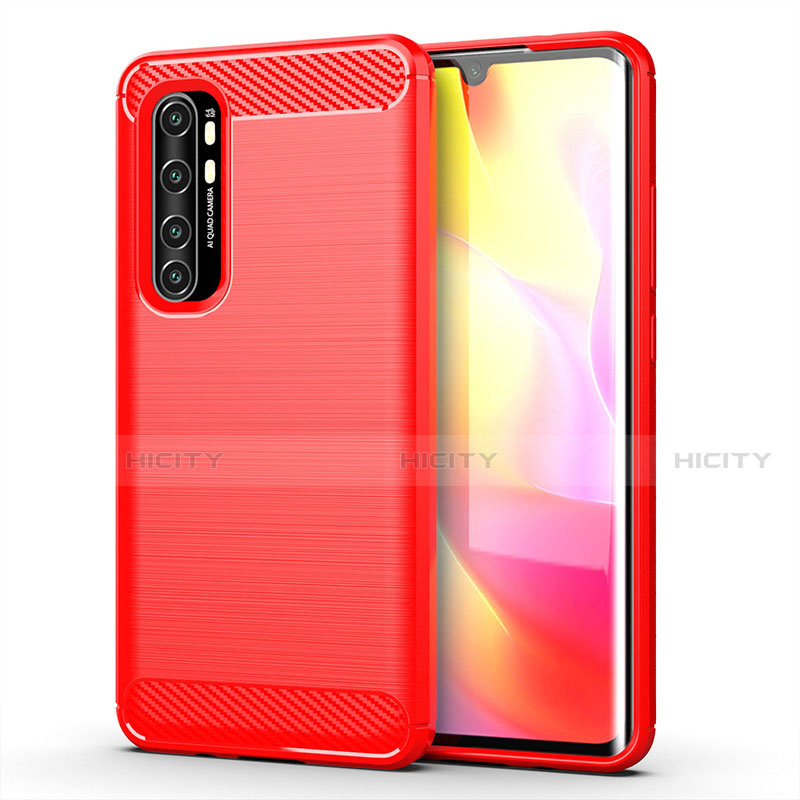 Silikon Hülle Handyhülle Gummi Schutzhülle Flexible Tasche Line für Xiaomi Mi Note 10 Lite Rot