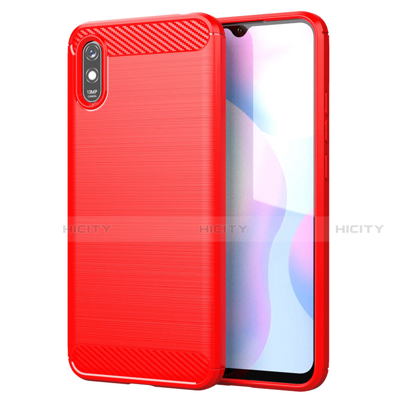 Silikon Hülle Handyhülle Gummi Schutzhülle Flexible Tasche Line für Xiaomi Redmi 9A Rot