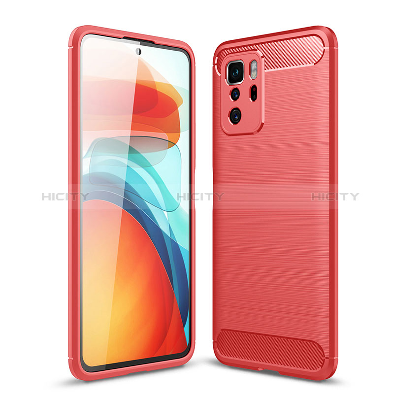 Silikon Hülle Handyhülle Gummi Schutzhülle Flexible Tasche Line für Xiaomi Redmi Note 10 Pro 5G Rot