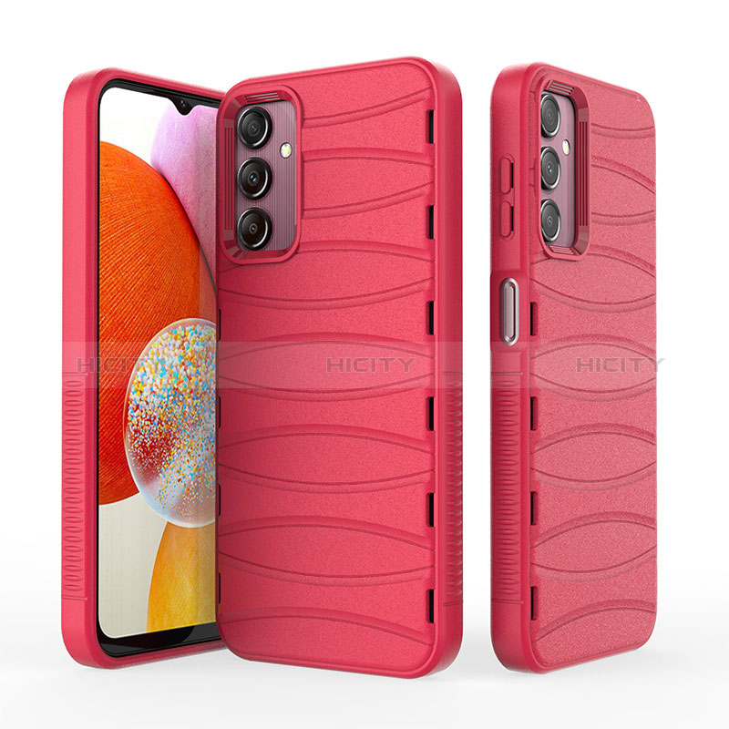 Silikon Hülle Handyhülle Gummi Schutzhülle Flexible Tasche Line KC1 für Samsung Galaxy A14 4G Rot Plus