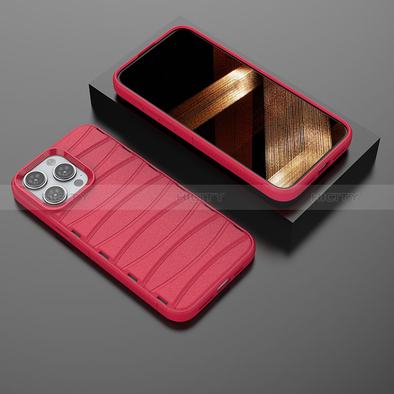 Silikon Hülle Handyhülle Gummi Schutzhülle Flexible Tasche Line KC2 für Apple iPhone 15 Pro Max Rot