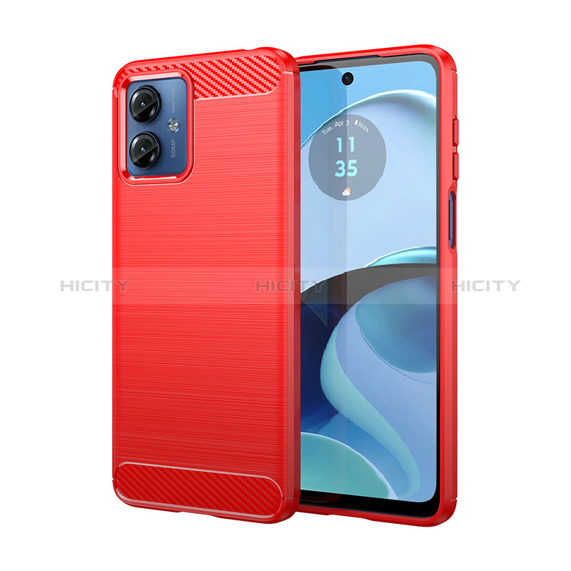 Silikon Hülle Handyhülle Gummi Schutzhülle Flexible Tasche Line MF1 für Motorola Moto G14 Rot