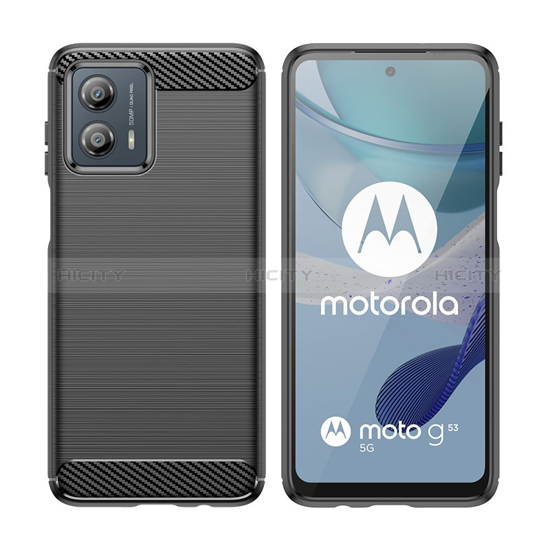 Silikon Hülle Handyhülle Gummi Schutzhülle Flexible Tasche Line MF1 für Motorola Moto G53j 5G groß