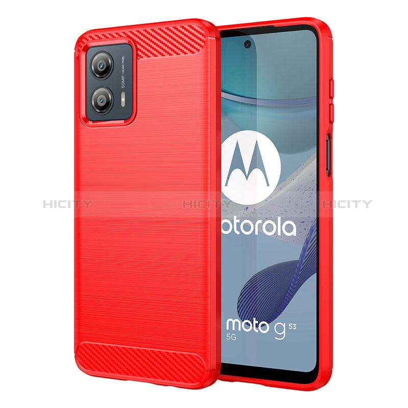 Silikon Hülle Handyhülle Gummi Schutzhülle Flexible Tasche Line MF1 für Motorola Moto G53j 5G Rot Plus