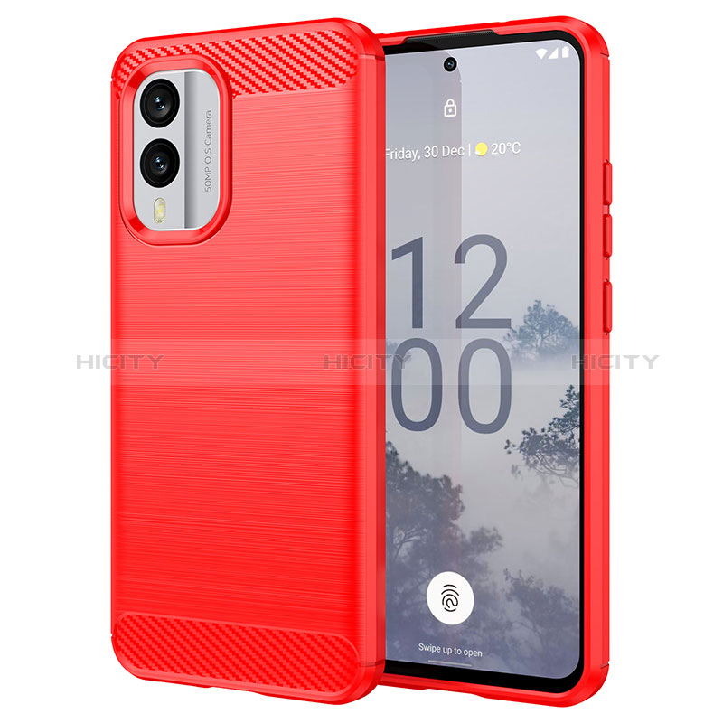 Silikon Hülle Handyhülle Gummi Schutzhülle Flexible Tasche Line MF1 für Nokia X30 5G Rot Plus