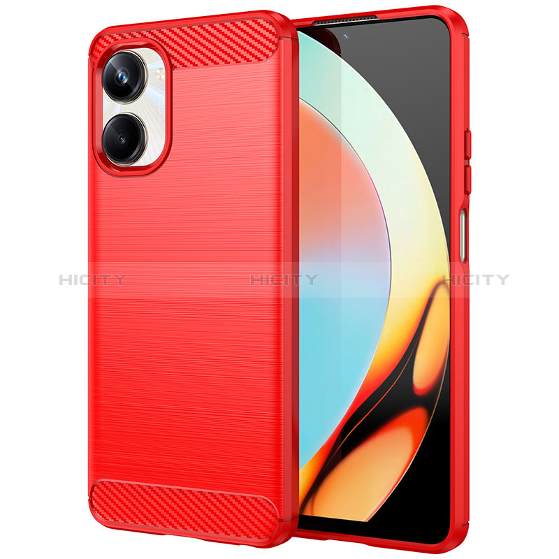 Silikon Hülle Handyhülle Gummi Schutzhülle Flexible Tasche Line MF1 für Realme 10 Pro 5G Rot Plus