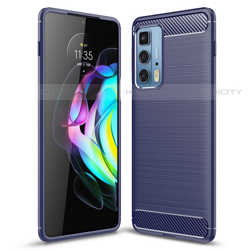 Silikon Hülle Handyhülle Gummi Schutzhülle Flexible Tasche Line S01 für Motorola Moto Edge 20 Pro 5G Blau