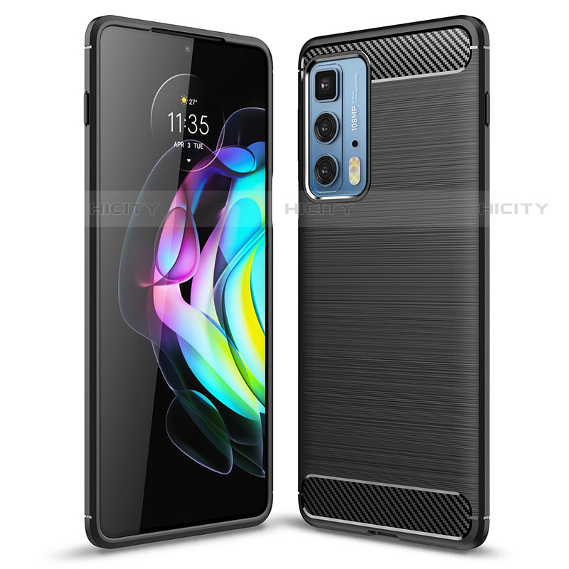 Silikon Hülle Handyhülle Gummi Schutzhülle Flexible Tasche Line S01 für Motorola Moto Edge 20 Pro 5G Schwarz