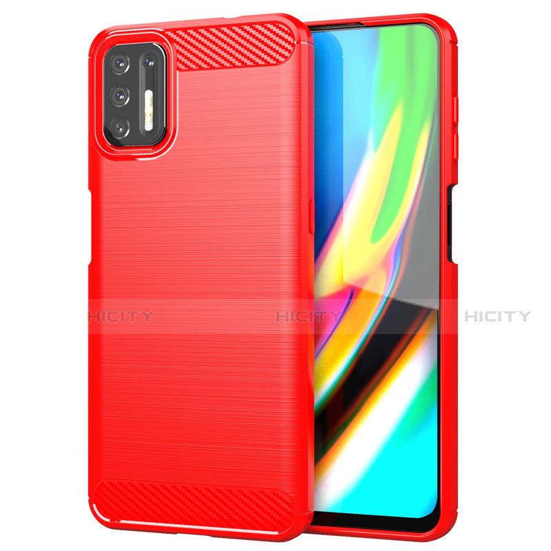 Silikon Hülle Handyhülle Gummi Schutzhülle Flexible Tasche Line S01 für Motorola Moto G9 Plus Rot