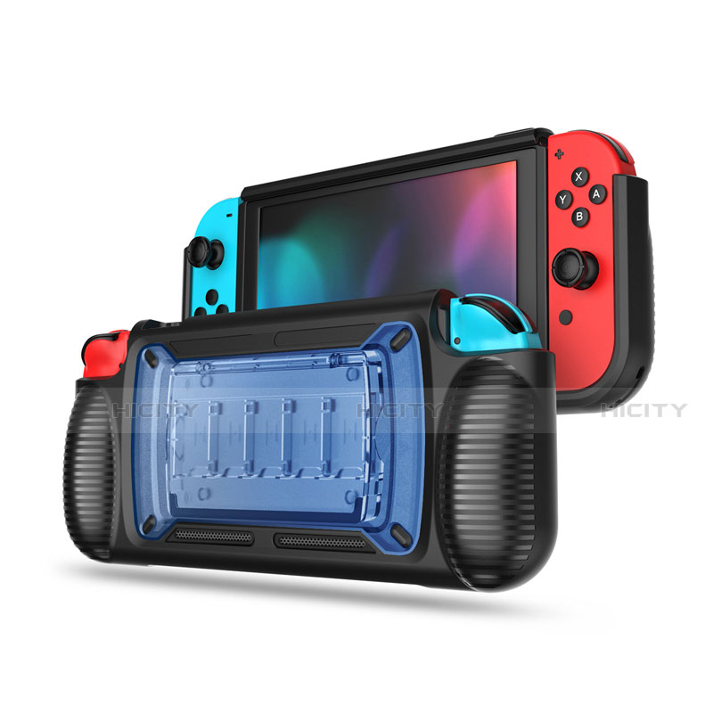 Silikon Hülle Handyhülle Gummi Schutzhülle Flexible Tasche Line S01 für Nintendo Switch Blau Plus