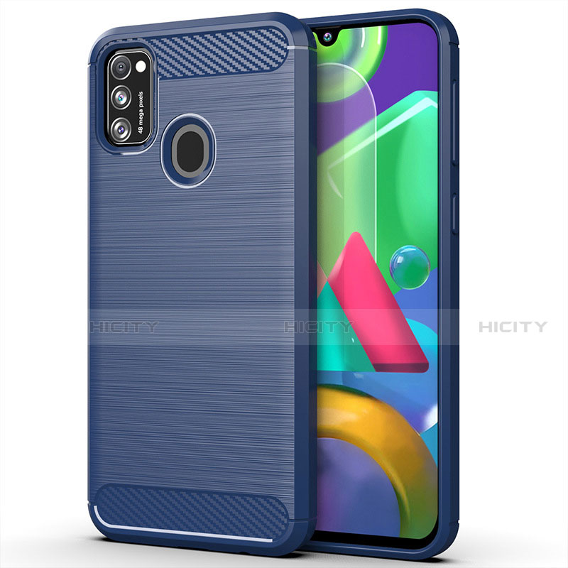 Silikon Hülle Handyhülle Gummi Schutzhülle Flexible Tasche Line S01 für Samsung Galaxy M30s Blau Plus