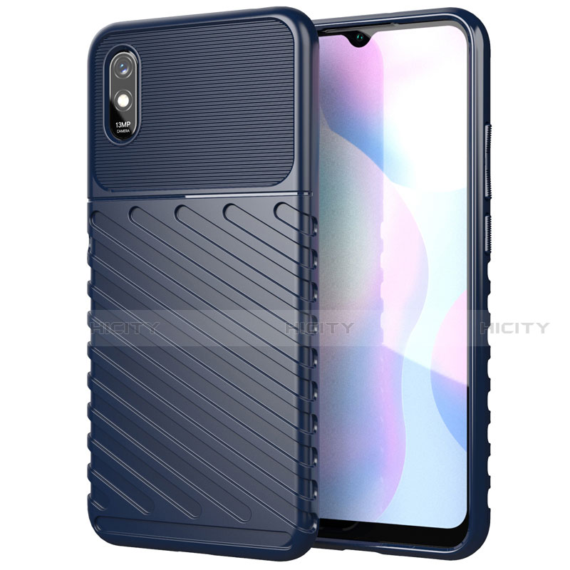 Silikon Hülle Handyhülle Gummi Schutzhülle Flexible Tasche Line S01 für Xiaomi Redmi 9A Blau