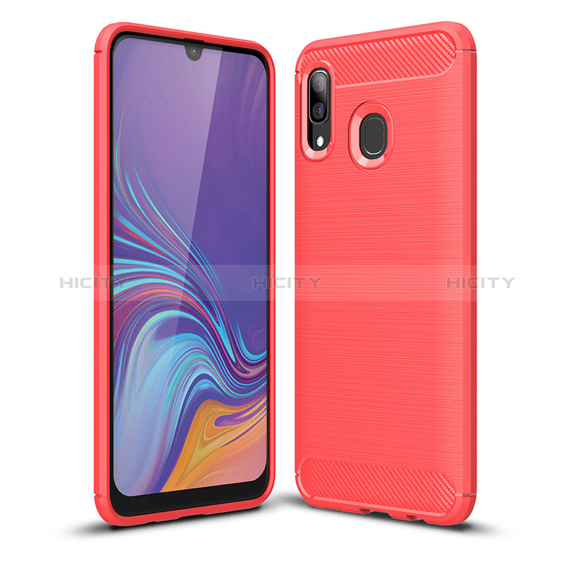 Silikon Hülle Handyhülle Gummi Schutzhülle Flexible Tasche Line WL1 für Samsung Galaxy A40 Rot