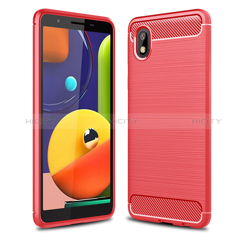 Silikon Hülle Handyhülle Gummi Schutzhülle Flexible Tasche Line WL1 für Samsung Galaxy M01 Core Rot Plus