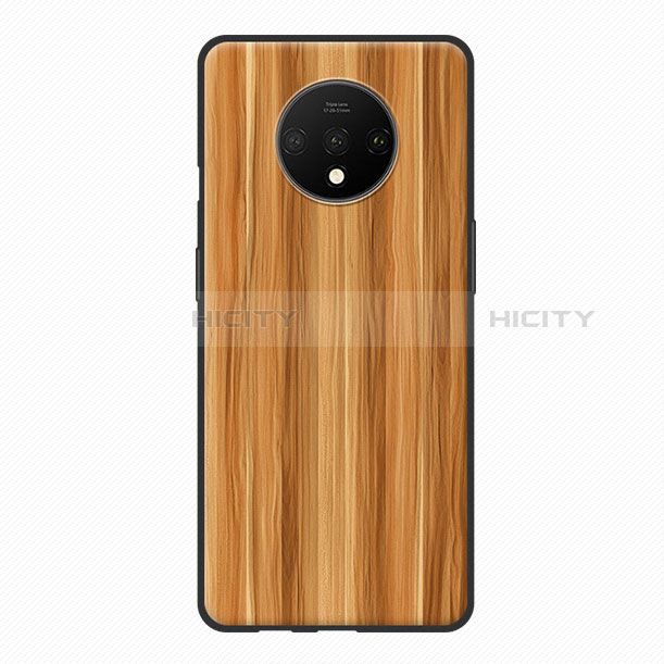 Silikon Hülle Handyhülle Gummi Schutzhülle Holzmaserung Muster für OnePlus 7T Orange Plus