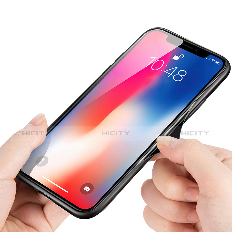 Silikon Hülle Handyhülle Gummi Schutzhülle Köper B02 für Apple iPhone Xs Schwarz groß