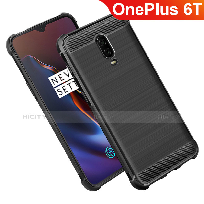 Silikon Hülle Handyhülle Gummi Schutzhülle Köper für OnePlus 6T Schwarz