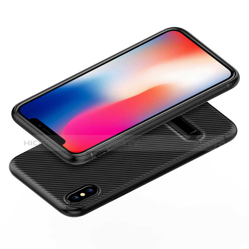 Silikon Hülle Handyhülle Gummi Schutzhülle Köper mit Ständer für Apple iPhone Xs Max Schwarz