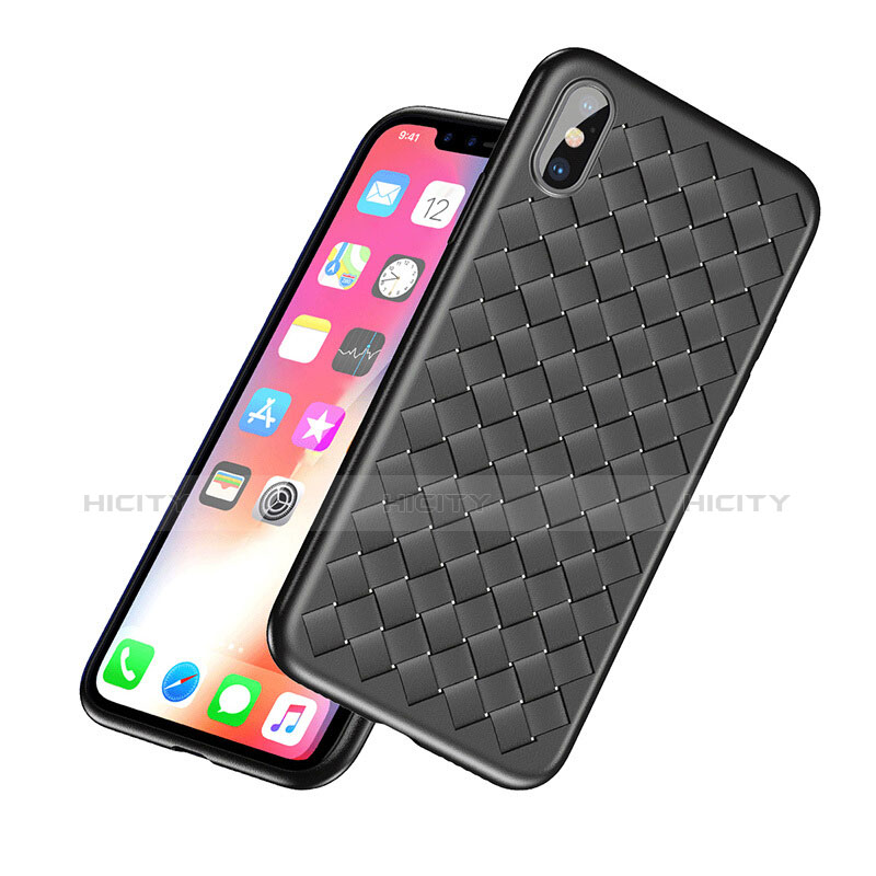 Silikon Hülle Handyhülle Gummi Schutzhülle Leder für Apple iPhone Xs Max Schwarz groß