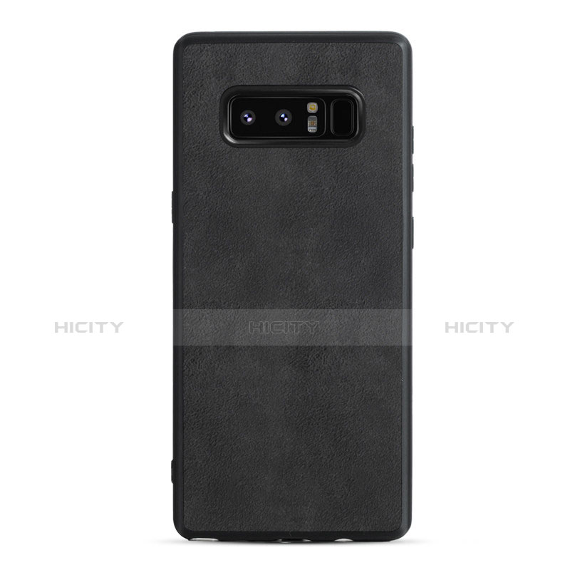 Silikon Hülle Handyhülle Gummi Schutzhülle Leder Q01 für Samsung Galaxy Note 8 Schwarz