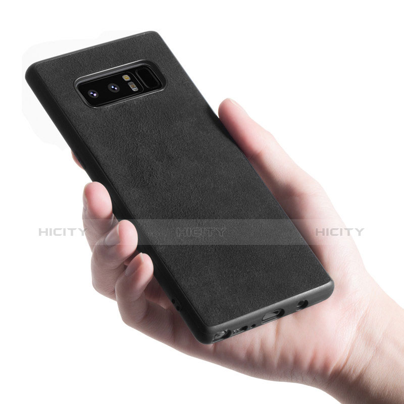 Silikon Hülle Handyhülle Gummi Schutzhülle Leder Q01 für Samsung Galaxy Note 8 Schwarz