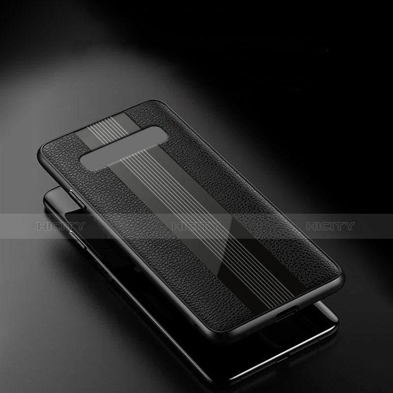 Silikon Hülle Handyhülle Gummi Schutzhülle Leder Q01 für Samsung Galaxy S10 Schwarz